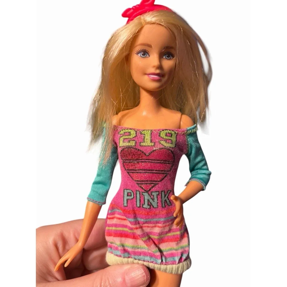 Barbie Doll Blonde Hair  With‎ Bow  Shoes And Outfit Pink! Teen Girl